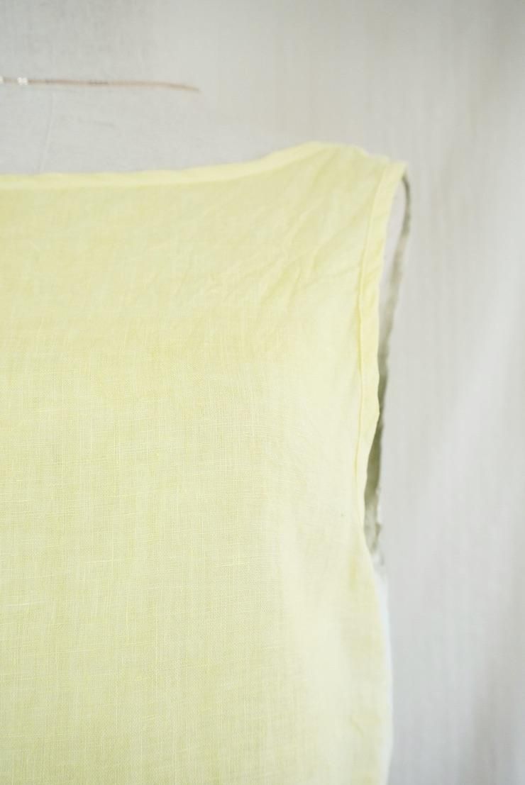 French Linen Back Open Tank Lemon x Greentea 