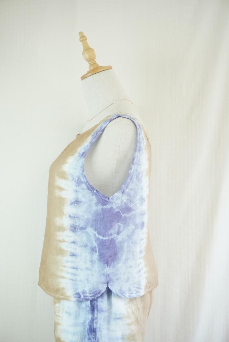 French Linen Back Open Tank Hazelnuts x Lavender 