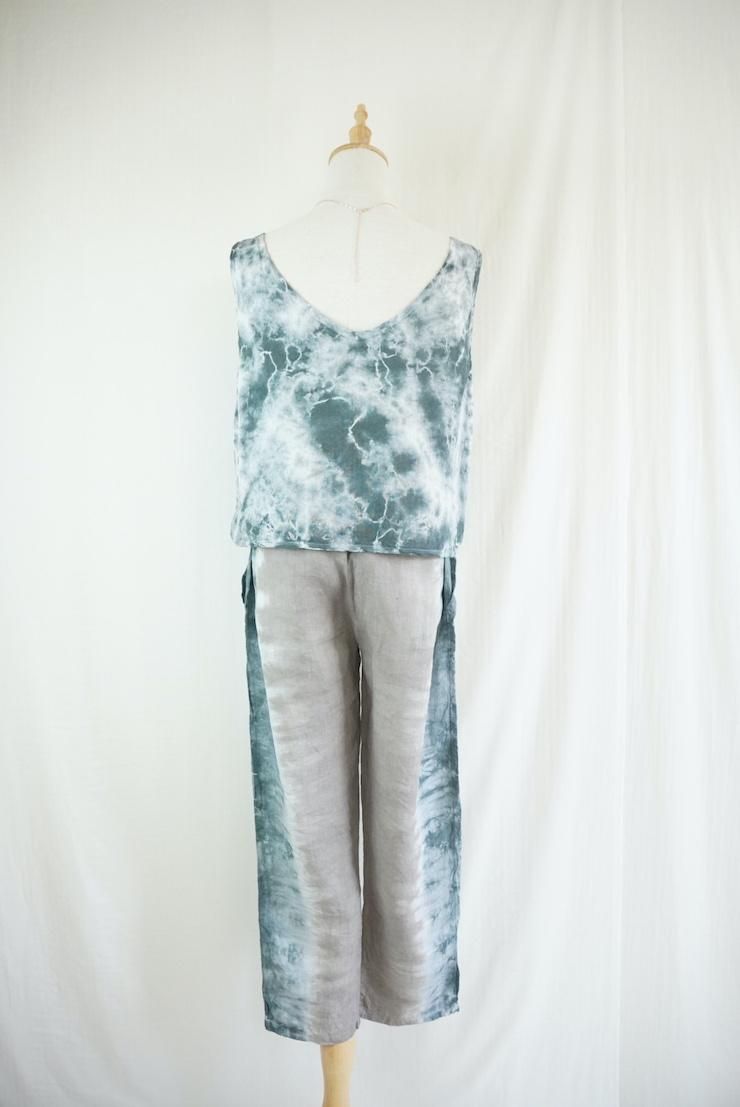 French Linen Easy Pants Taupe x InkBlack 