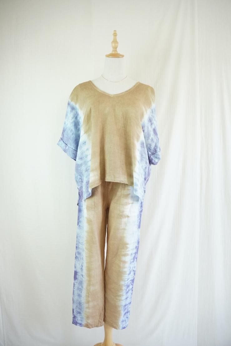 French Linen Easy Pants Hazelnuts x Lavender 