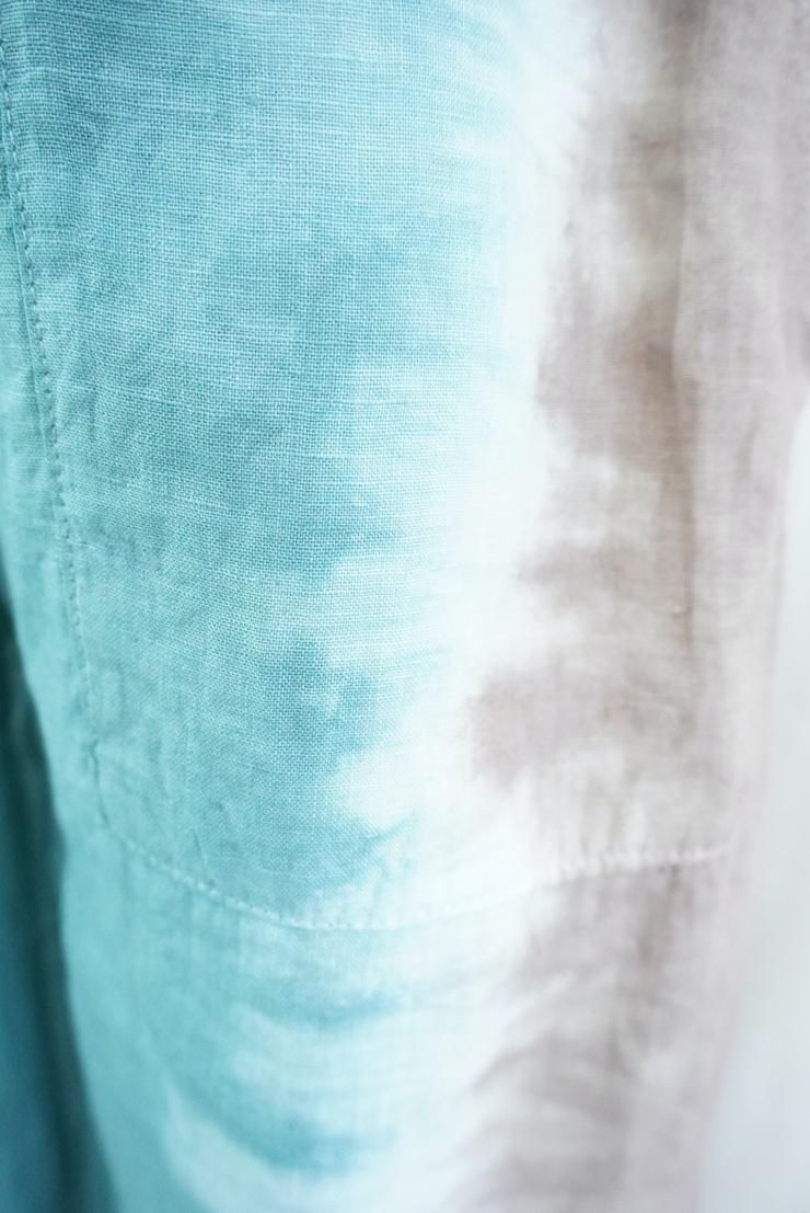 French Linen Easy Pants Deepgreen x Brown 