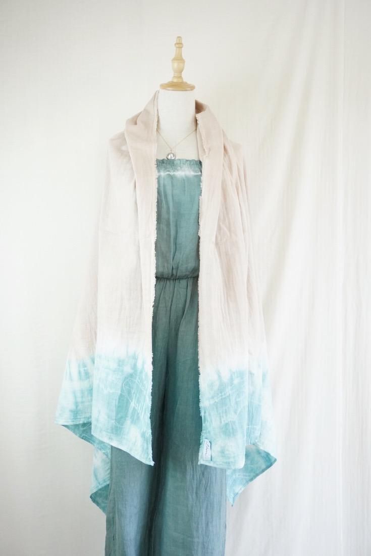 Organic Cotton W-gauze Big stole  Sandybeach x Under the sea 