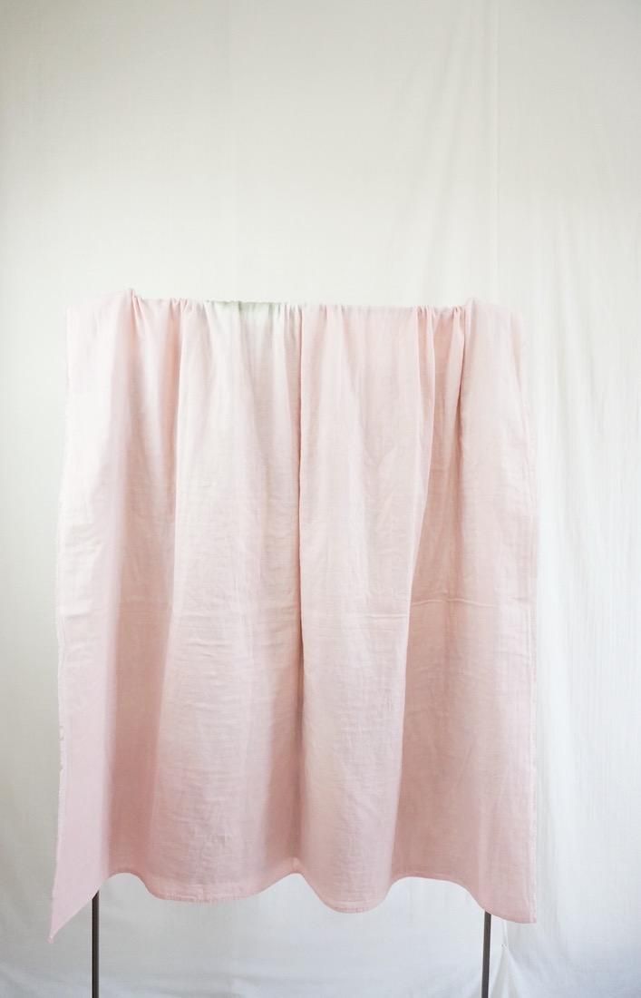 Organic Cotton W-gauze Big stole “Pinkbeige x Greentea” 