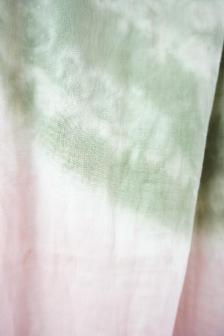 Organic Cotton W-gauze Big stole “Pinkbeige x Greentea” 
