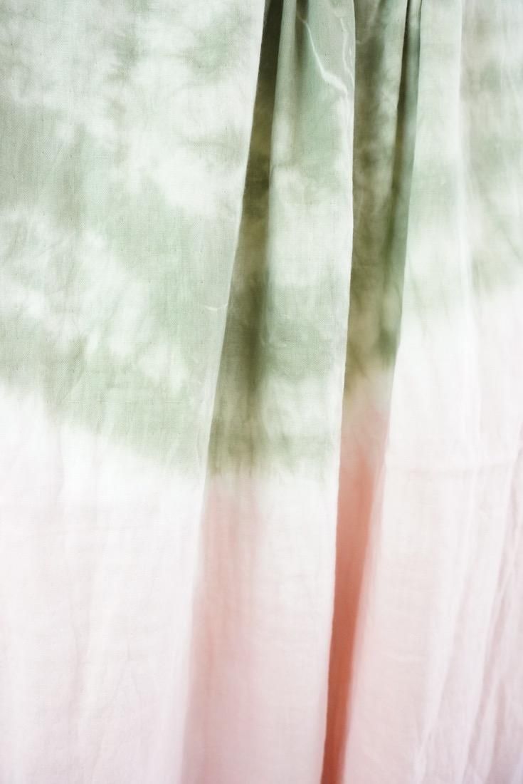 Organic Cotton W-gauze Big stole “Pinkbeige x Greentea” 