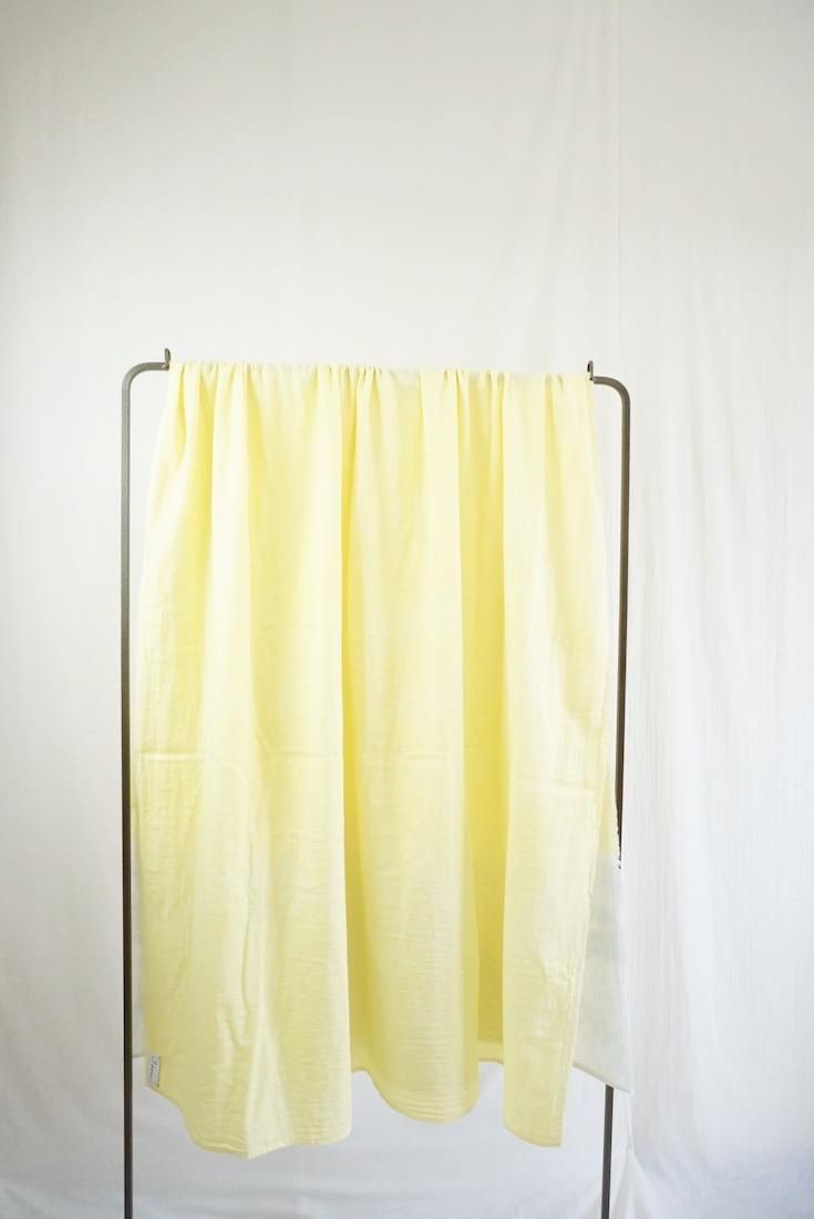 Organic Cotton W-gauze Big stole “Lemon x Lightgray” 