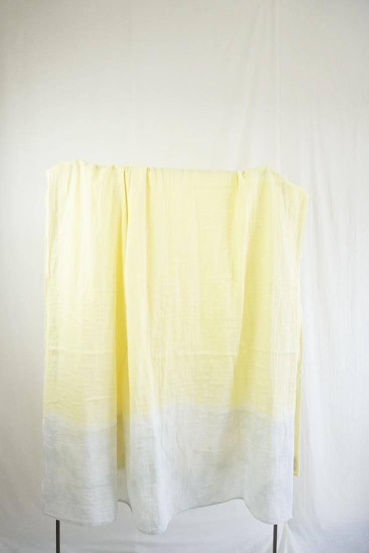 Organic Cotton W-gauze Big stole “Lemon x Lightgray” 