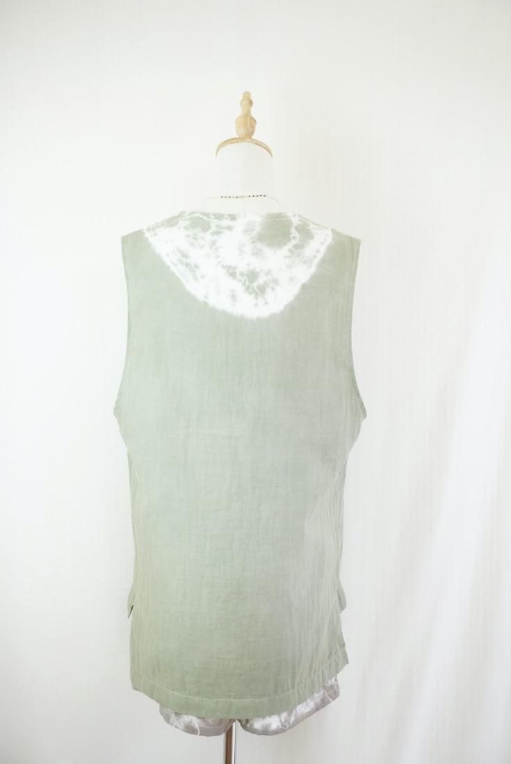 W gauze Big silhouette tank Greentea 