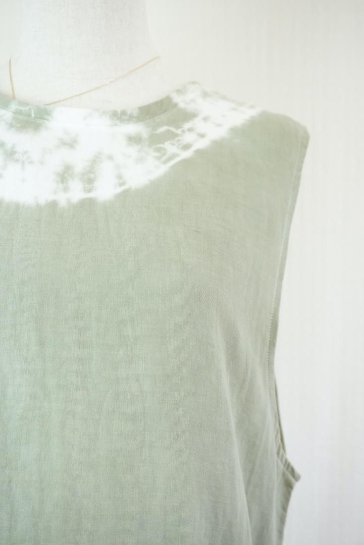 W gauze Big silhouette tank Greentea 