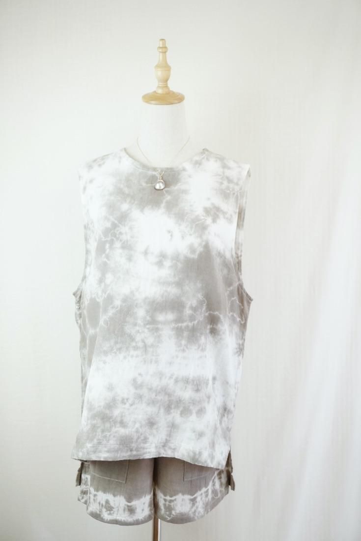 W gauze Big silhouette tank Taupe