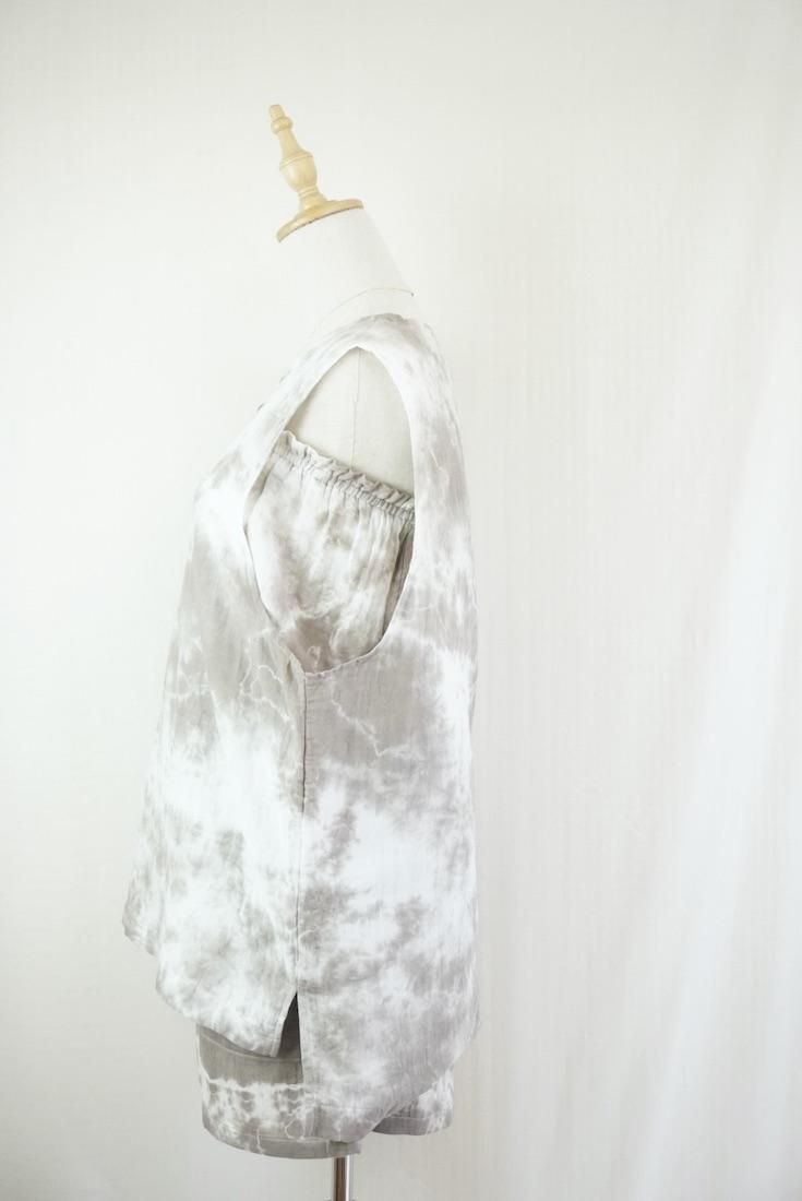 W gauze Big silhouette tank Taupe