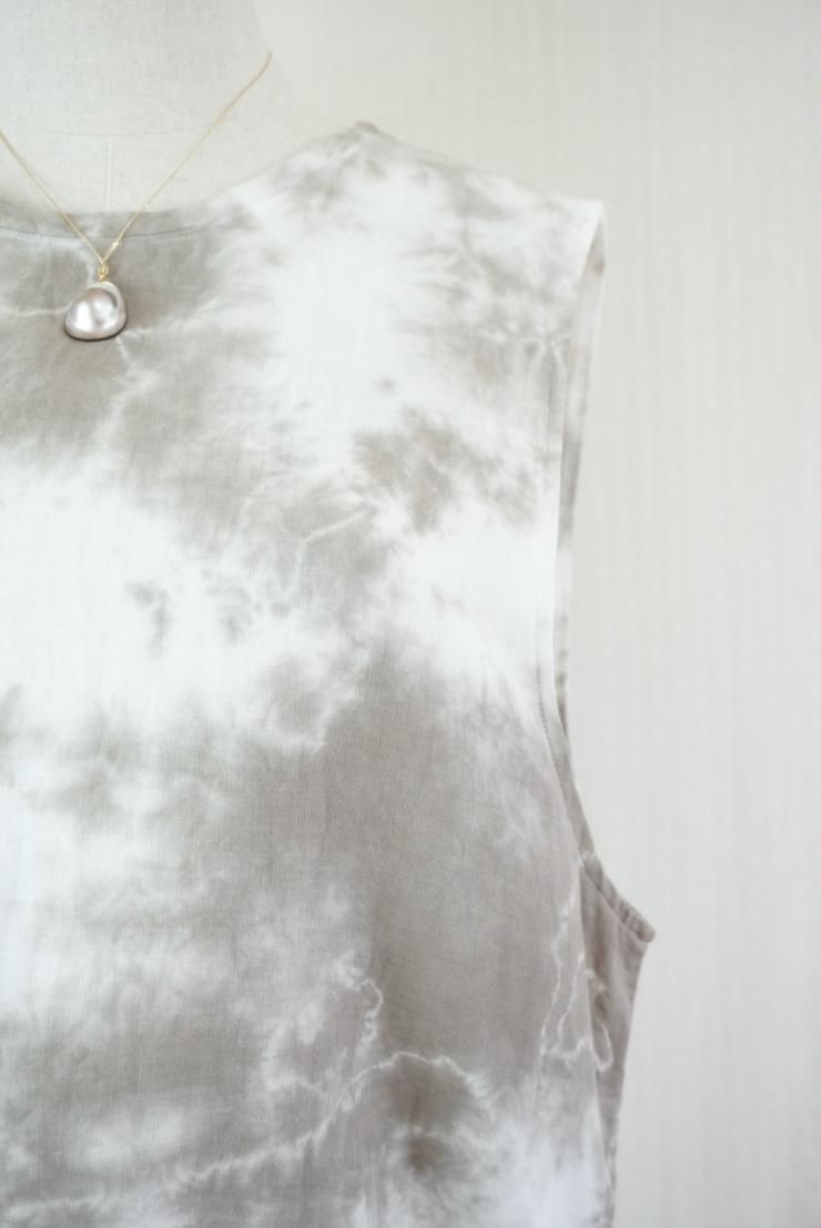W gauze Big silhouette tank Taupe