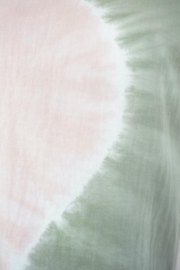W gauze Big silhouette tank Pinkbeige x Greentea