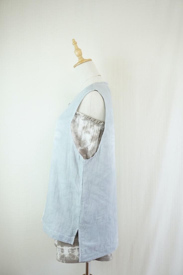 W gauze Big silhouette tank Pistachio x Lightgray