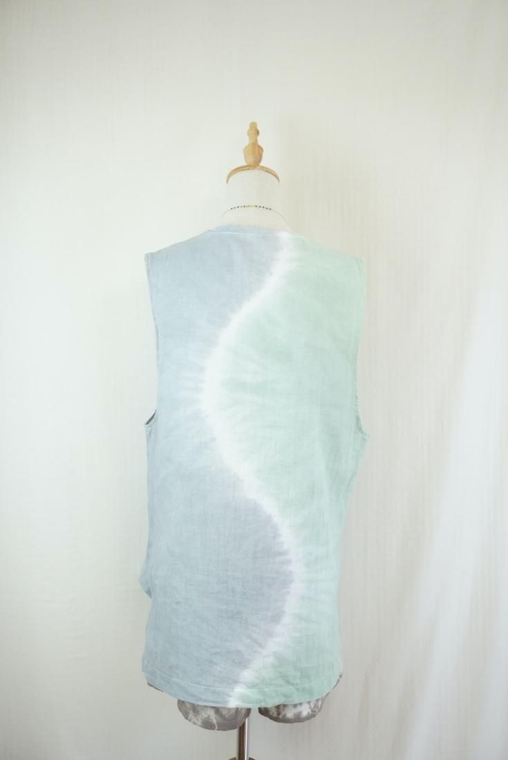 W gauze Big silhouette tank Pistachio x Lightgray