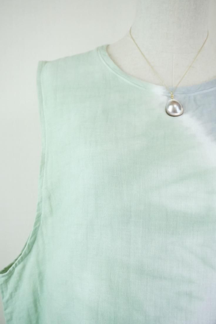 W gauze Big silhouette tank Pistachio x Lightgray