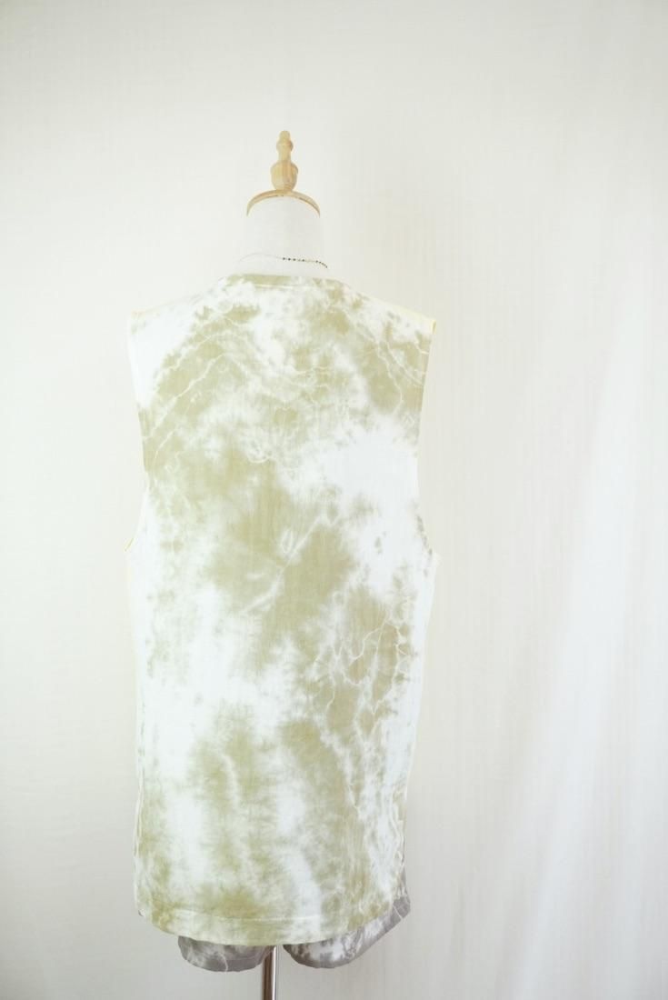 W gauze Big silhouette tank Lemon x Khaki