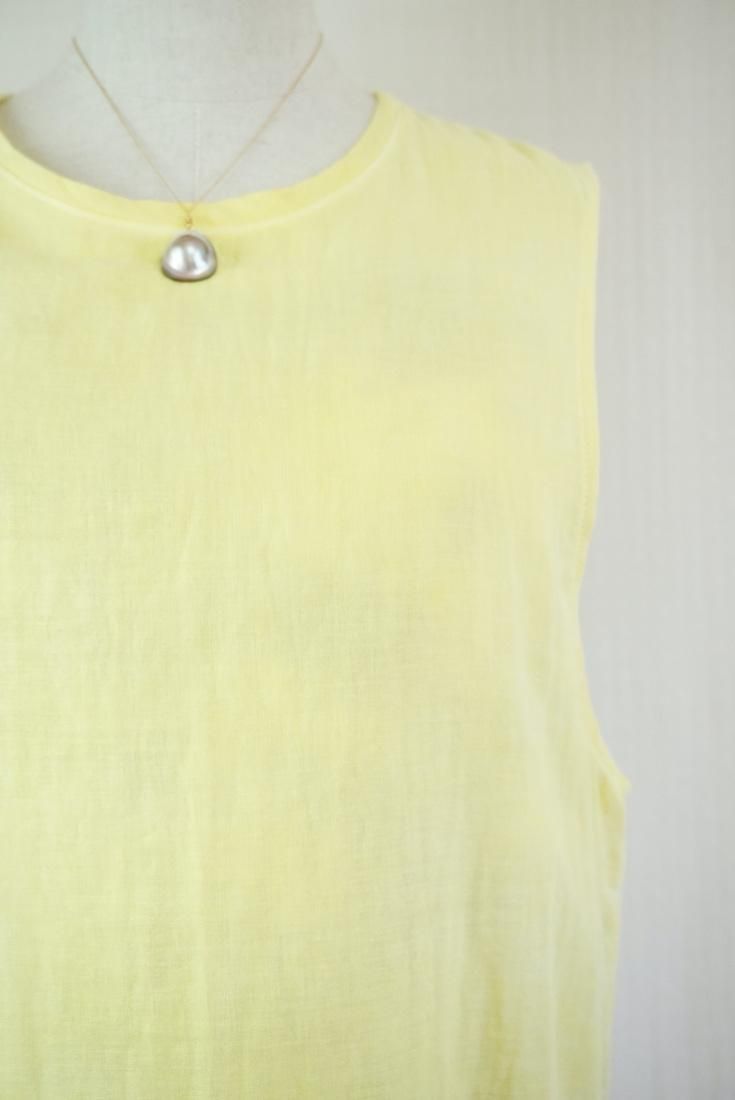 W gauze Big silhouette tank Lemon x Khaki