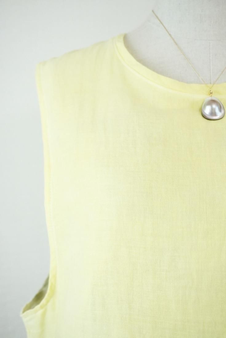 W gauze Big silhouette tank Lemon x Khaki