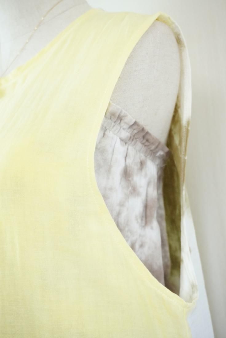 W gauze Big silhouette tank Lemon x Khaki