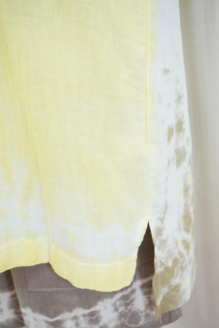 W gauze Big silhouette tank Lemon x Khaki