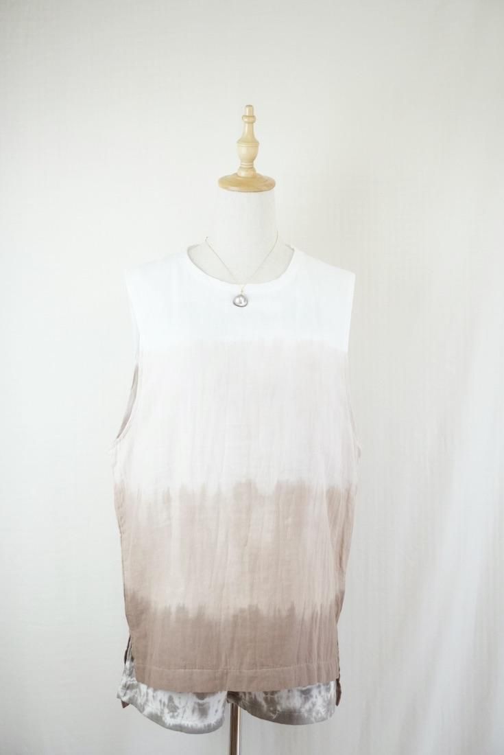 W gauze Big silhouette tank Sandybeach x Cafelate x Brown