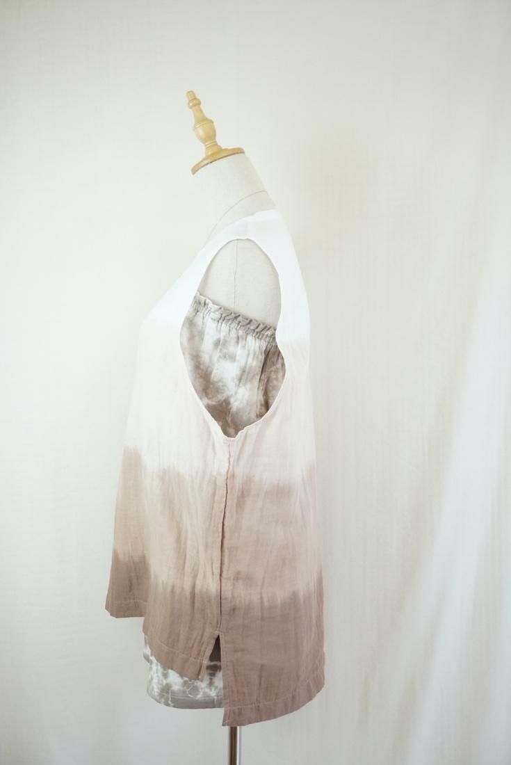 W gauze Big silhouette tank Sandybeach x Cafelate x Brown