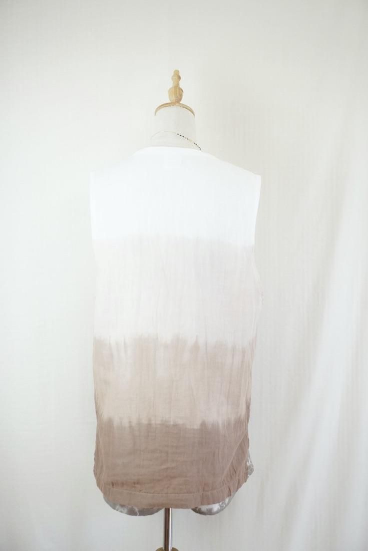 W gauze Big silhouette tank Sandybeach x Cafelate x Brown
