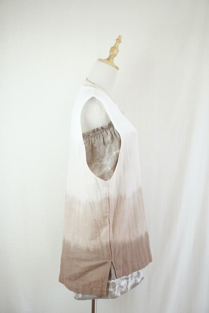 W gauze Big silhouette tank Sandybeach x Cafelate x Brown