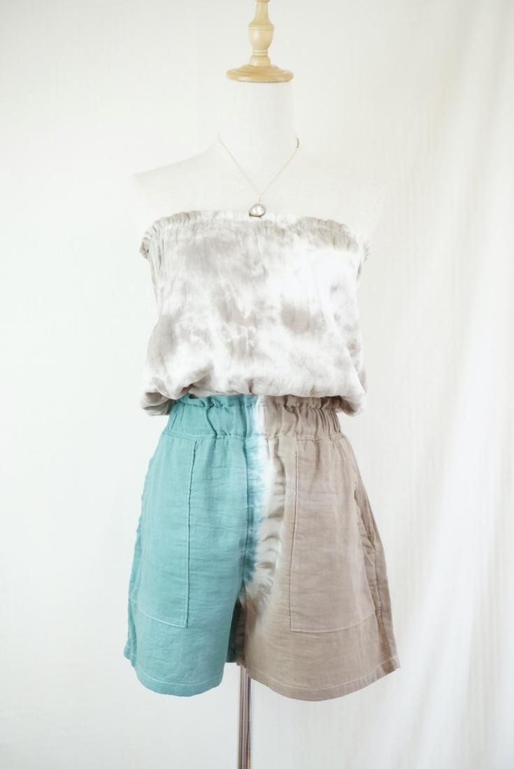 W gauze Easy Shorts Deepgreen x Brown