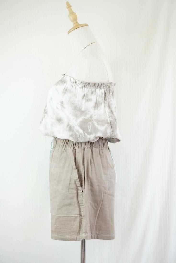 W gauze Easy Shorts Deepgreen x Brown