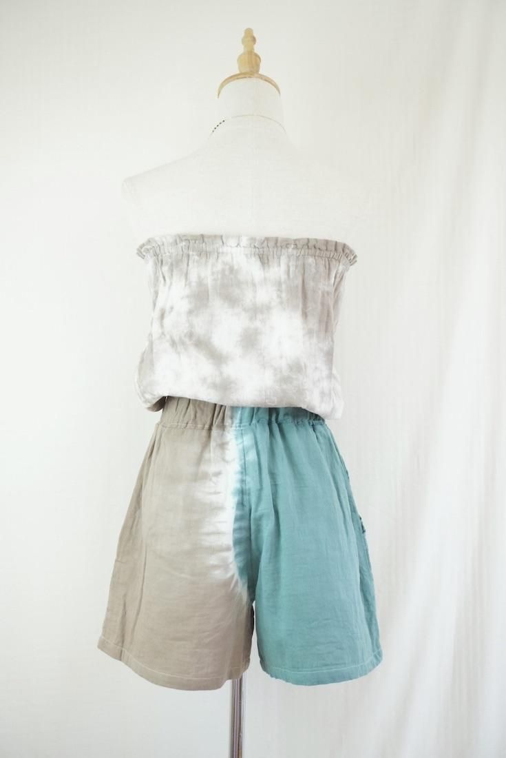 W gauze Easy Shorts Deepgreen x Brown