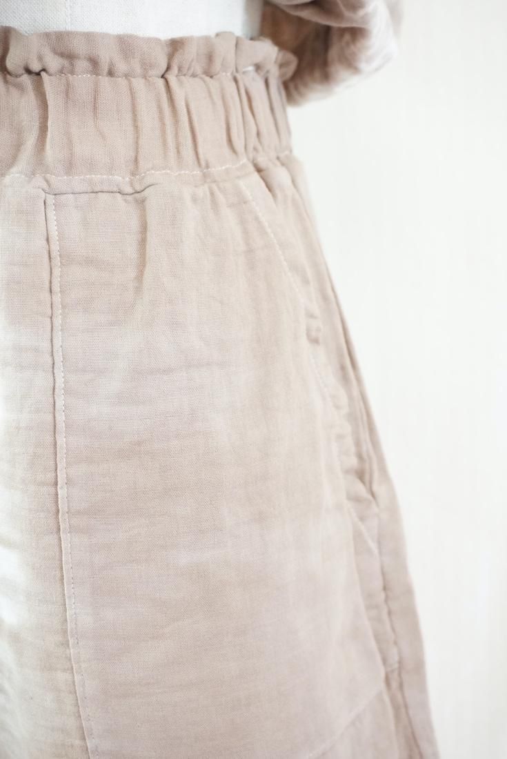 W gauze Easy Shorts Deepgreen x Brown