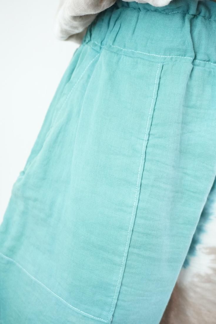 W gauze Easy Shorts Deepgreen x Brown
