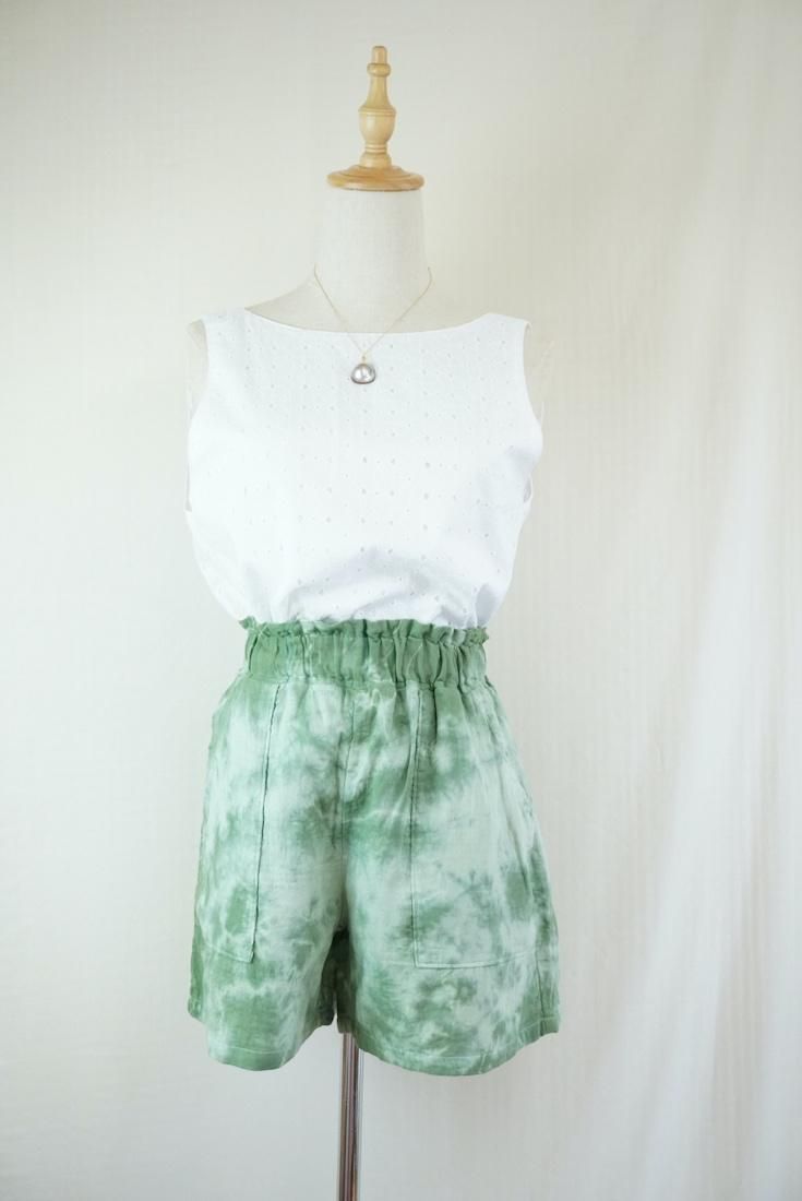 W gauze Easy Shorts Junglegreen x Pistachio