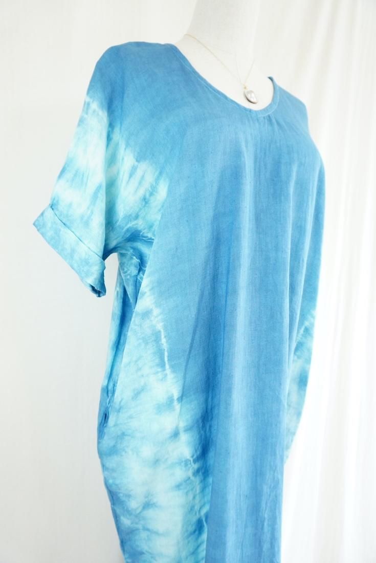 French Linen Relax Dress “Bluejeans”