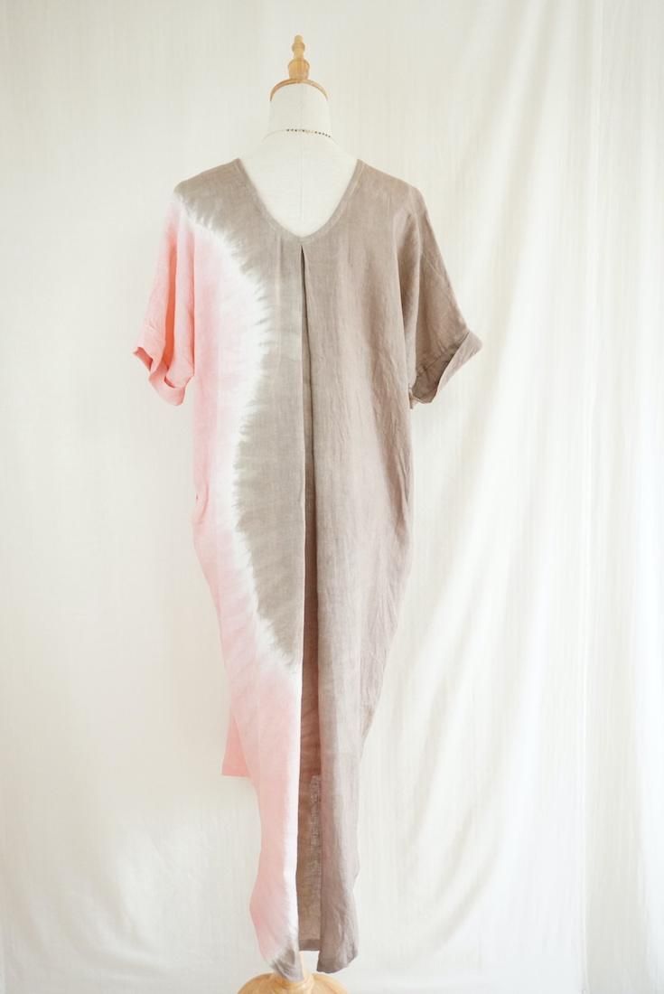 French Linen Relax Dress “Taupe x Pinkbeige”