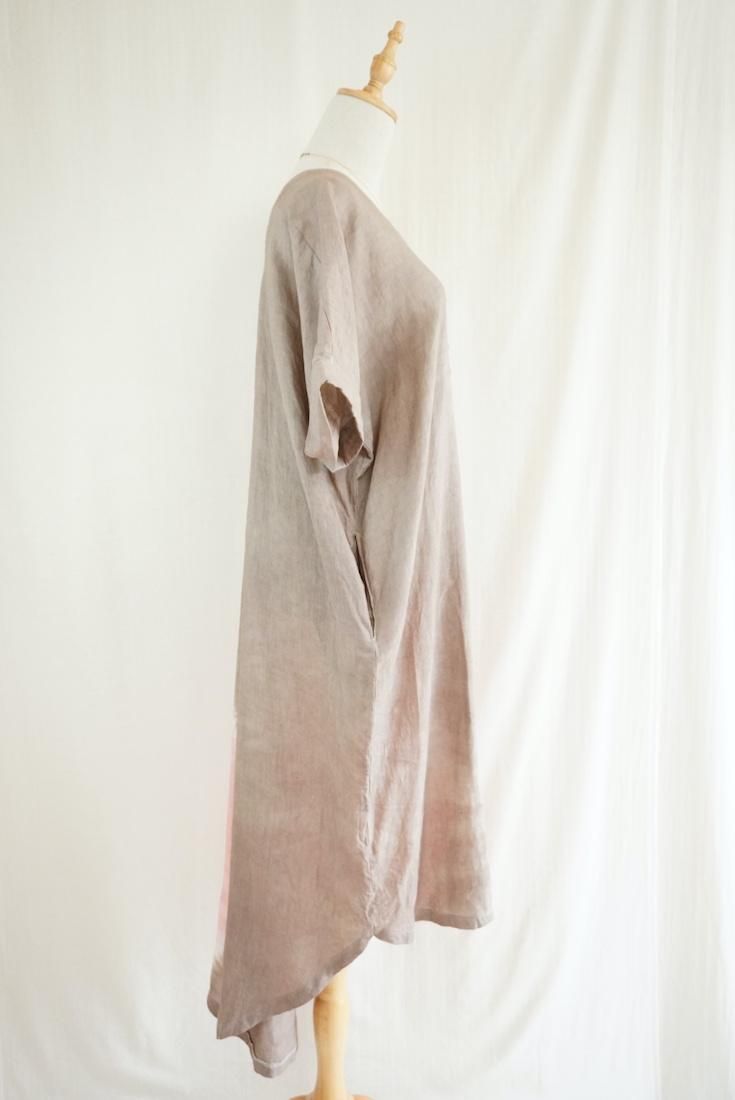French Linen Relax Dress “Taupe x Pinkbeige”