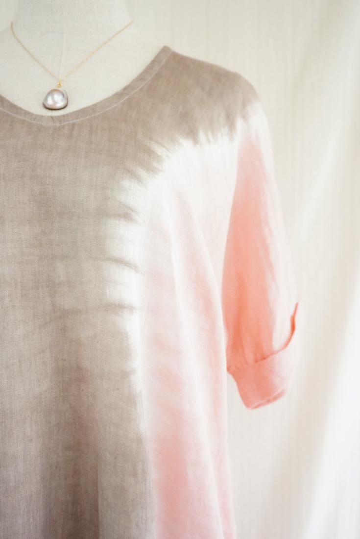 French Linen Relax Dress “Taupe x Pinkbeige”