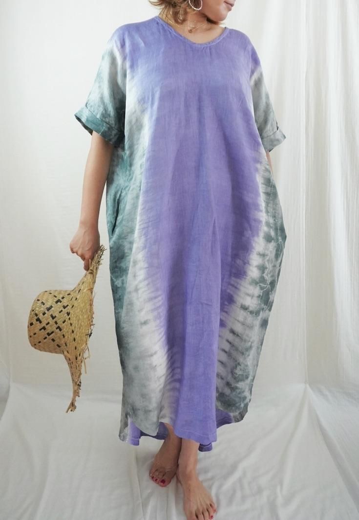 French Linen Relax Dress RetroBrown x Cafelate