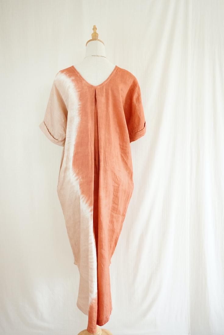 French Linen Relax Dress “RetroBrown x Cafelate”