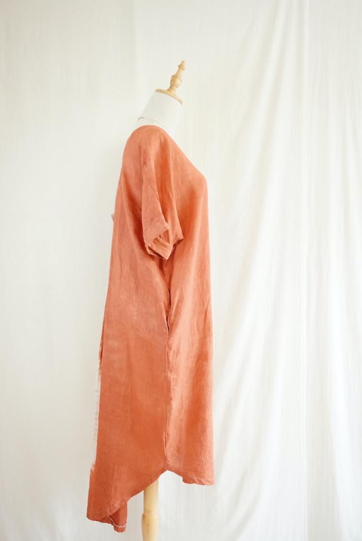 French Linen Relax Dress “RetroBrown x Cafelate”
