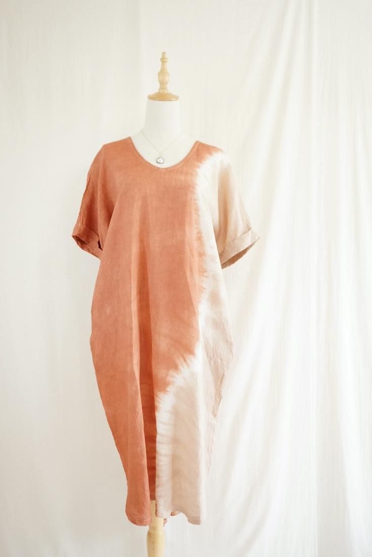 French Linen Relax Dress RetroBrown x Cafelate