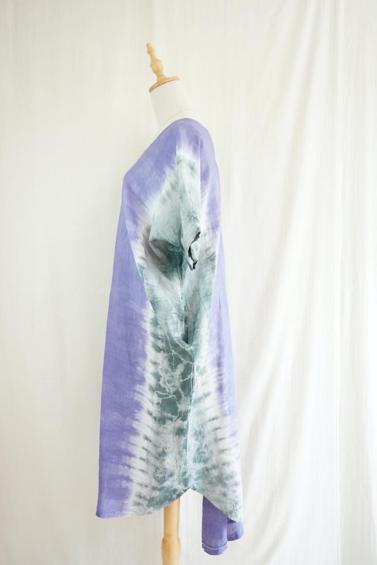 French Linen Relax Dress Amethyst x Inkblack