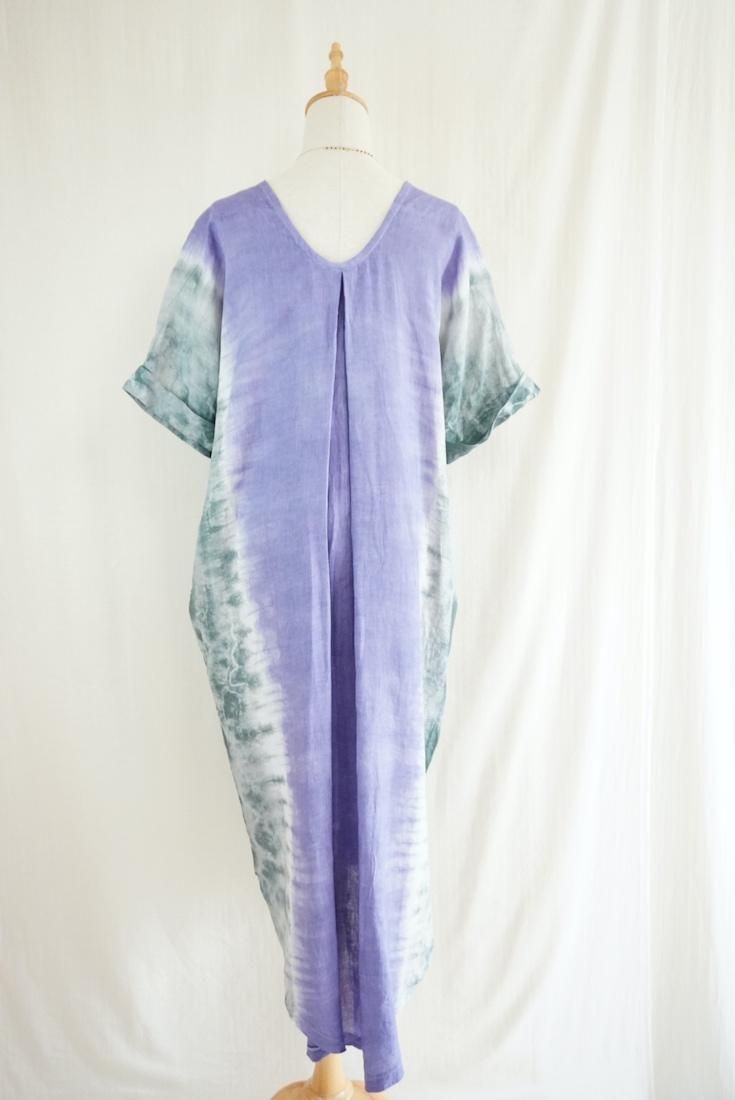 French Linen Relax Dress Amethyst x Inkblack