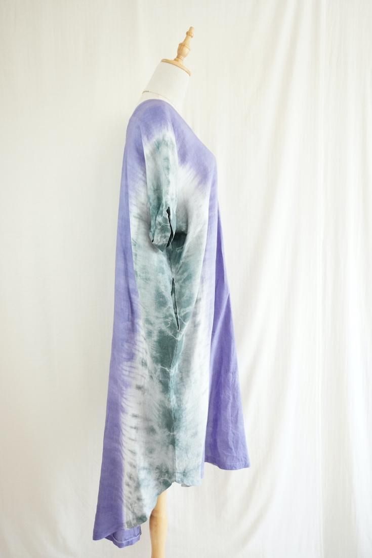 French Linen Relax Dress Amethyst x Inkblack
