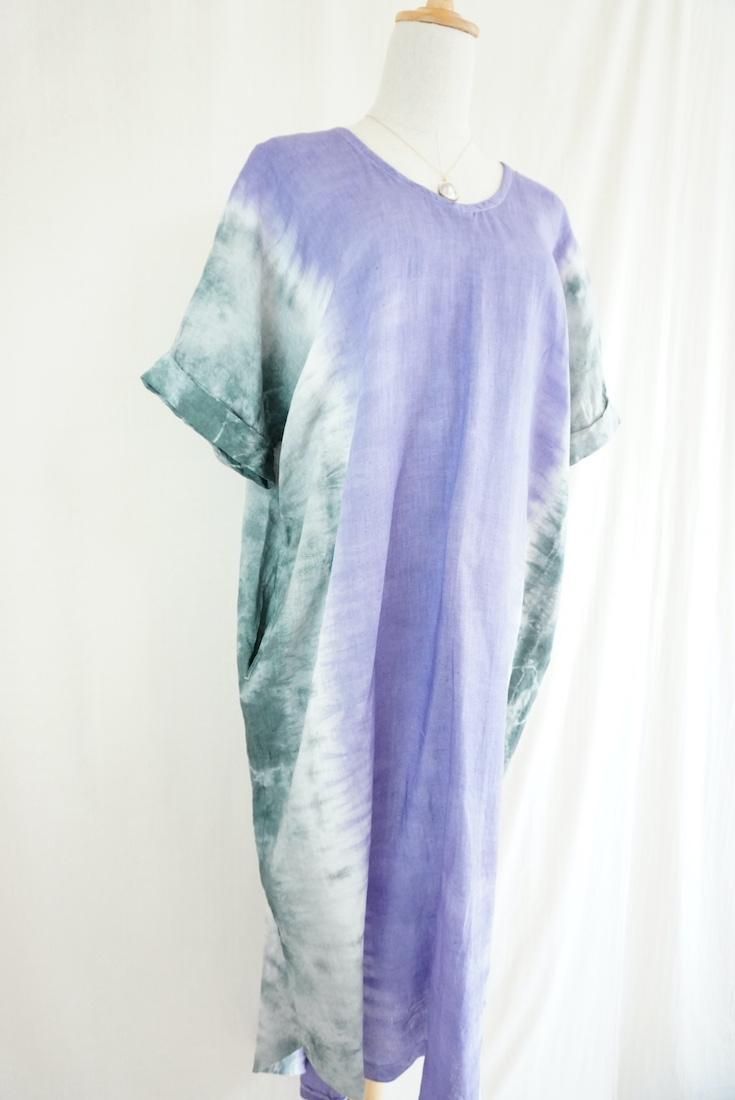 French Linen Relax Dress Amethyst x Inkblack
