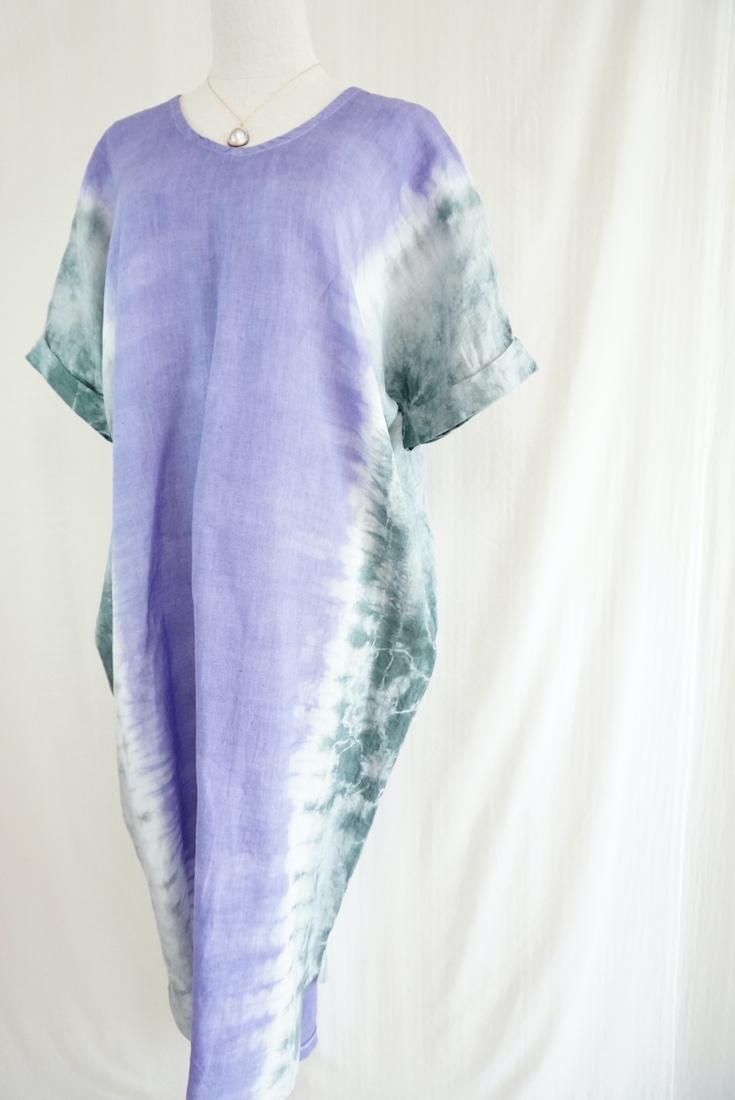 French Linen Relax Dress Amethyst x Inkblack