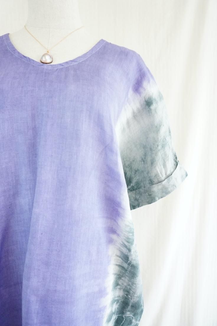 French Linen Relax Dress Amethyst x Inkblack