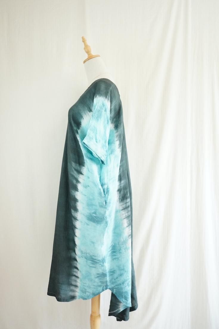 French Linen Relax Dress Black x Vintageblue